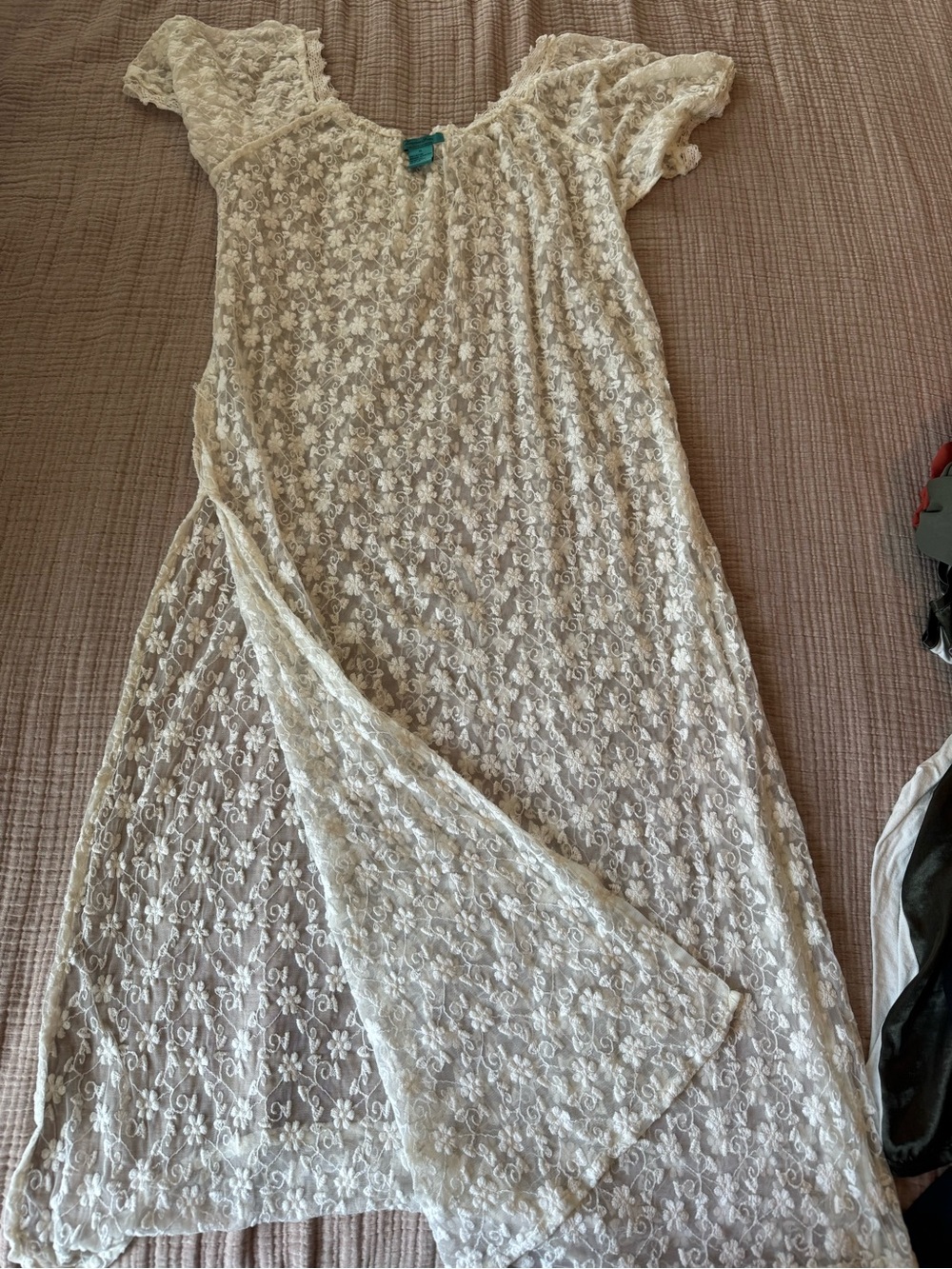 Sheer Ivory Lace Maxi Dress